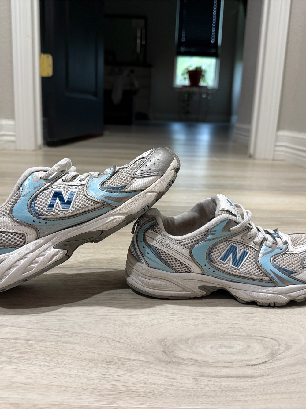 New Balance Kids Light Blue and Gray Running Sneakers